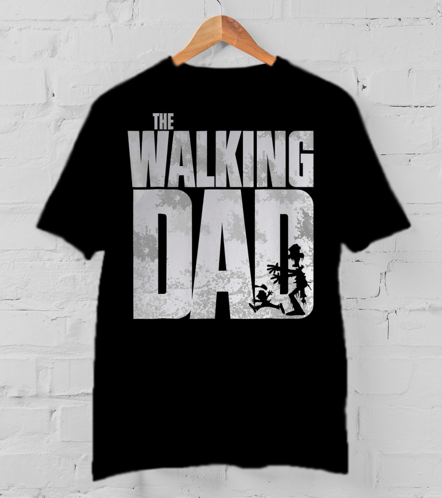 The Walking Dad Zombie Silhouette Scary T-Shirt