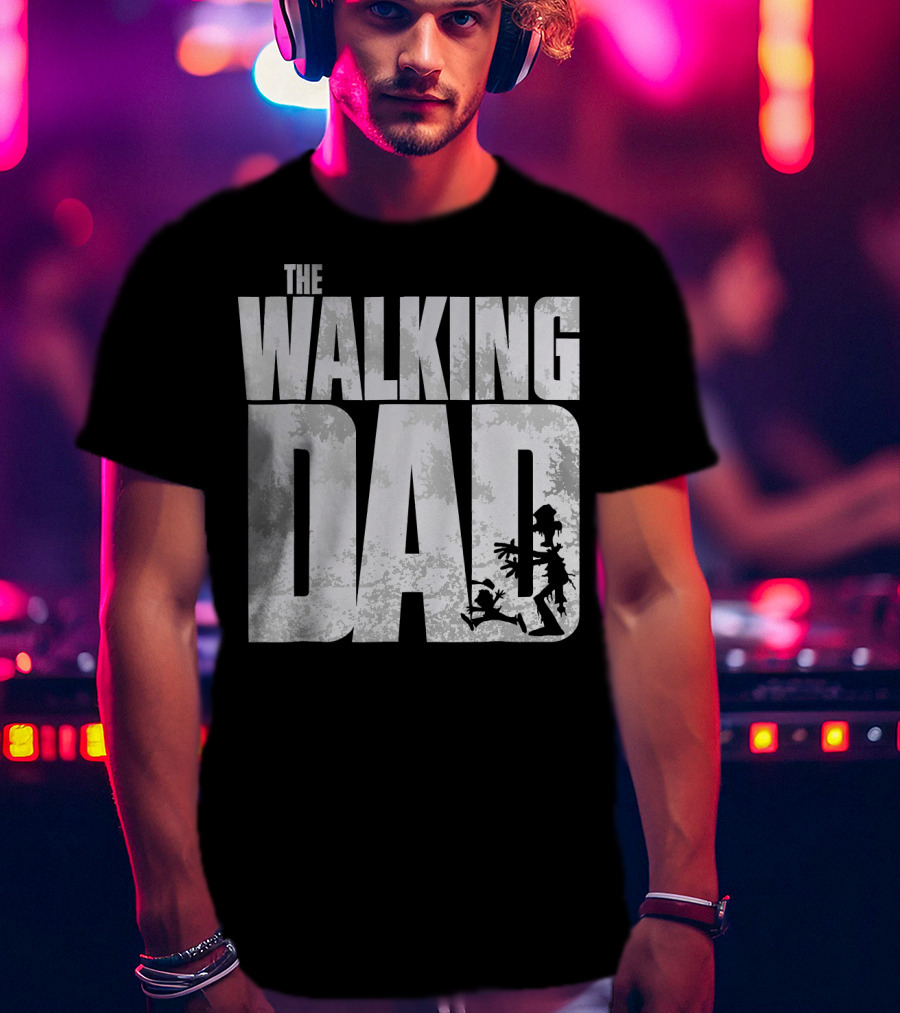 The Walking Dad Zombie Silhouette Scary T-Shirt