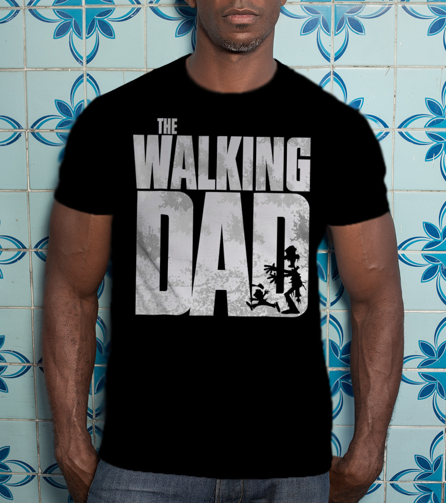 The Walking Dad Zombie Silhouette Scary T-Shirt