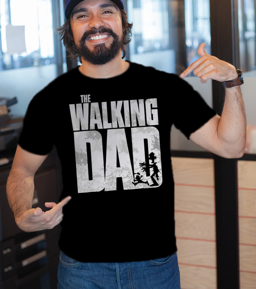 The Walking Dad Zombie Silhouette Scary T-Shirt