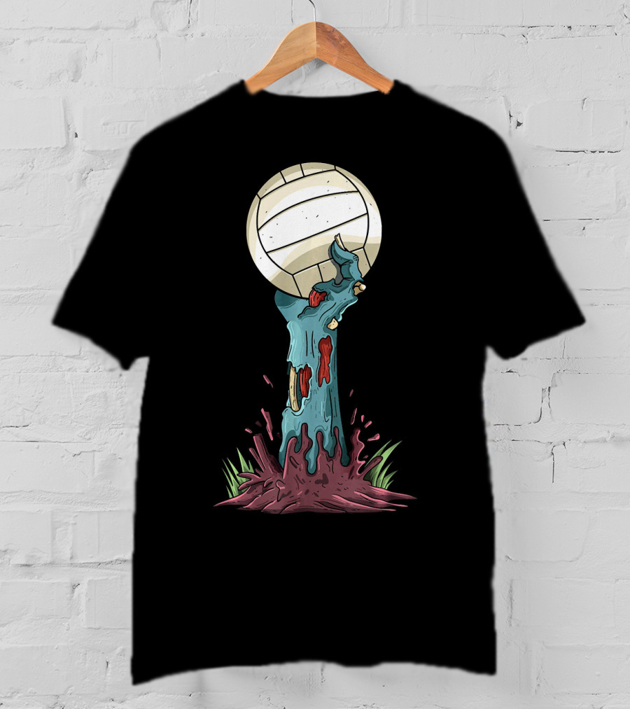 Zombie Hands Rising With Volleyball T-Shirt