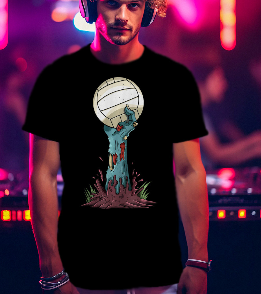 Zombie Hands Rising With Volleyball T-Shirt