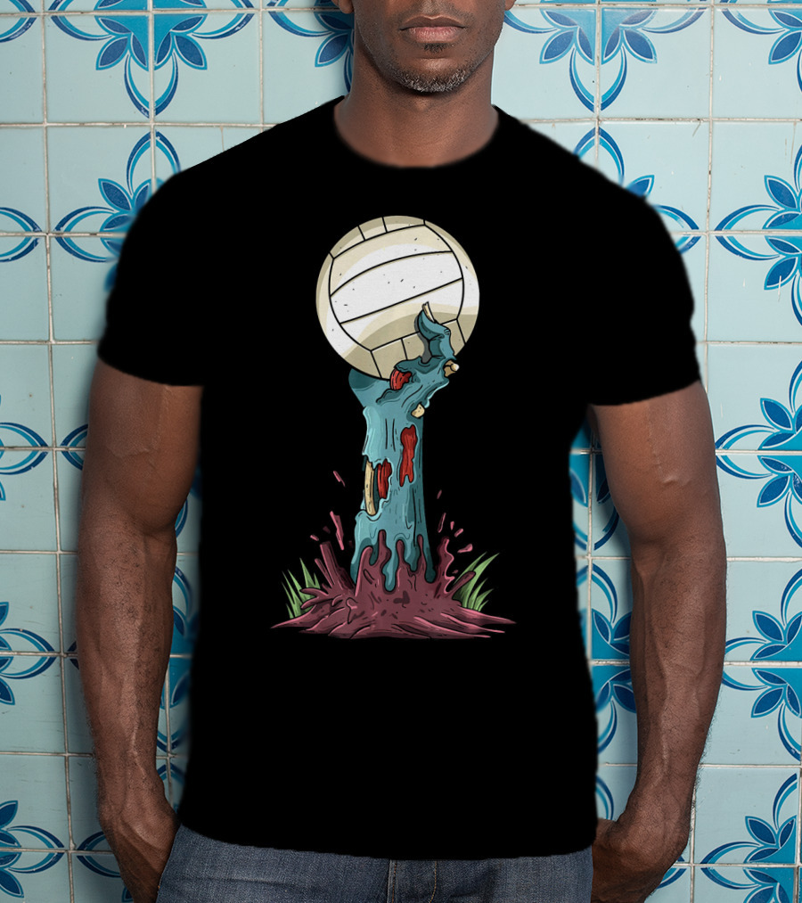 Zombie Hands Rising With Volleyball T-Shirt