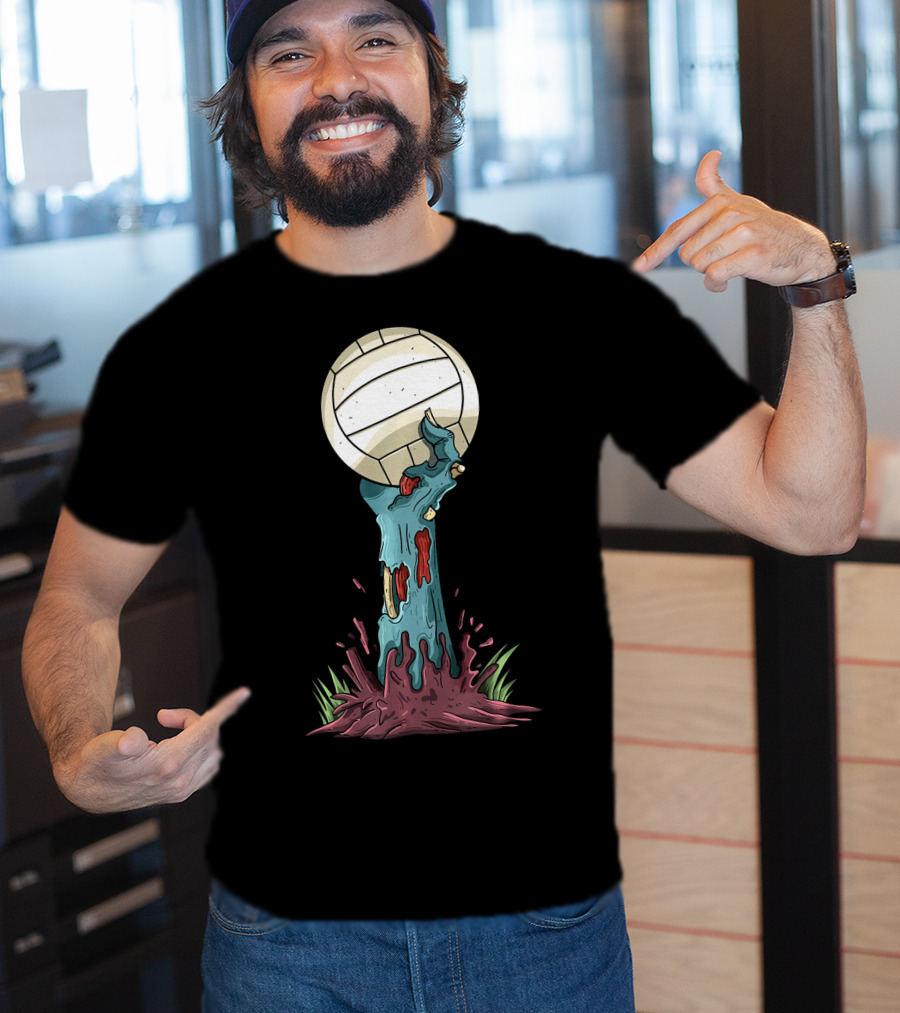 Zombie Hands Rising With Volleyball T-Shirt