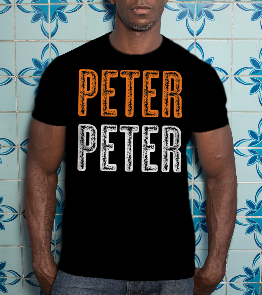 Peter Peter Pumpkin Eater Halloween Style Text Orange White T-Shirt