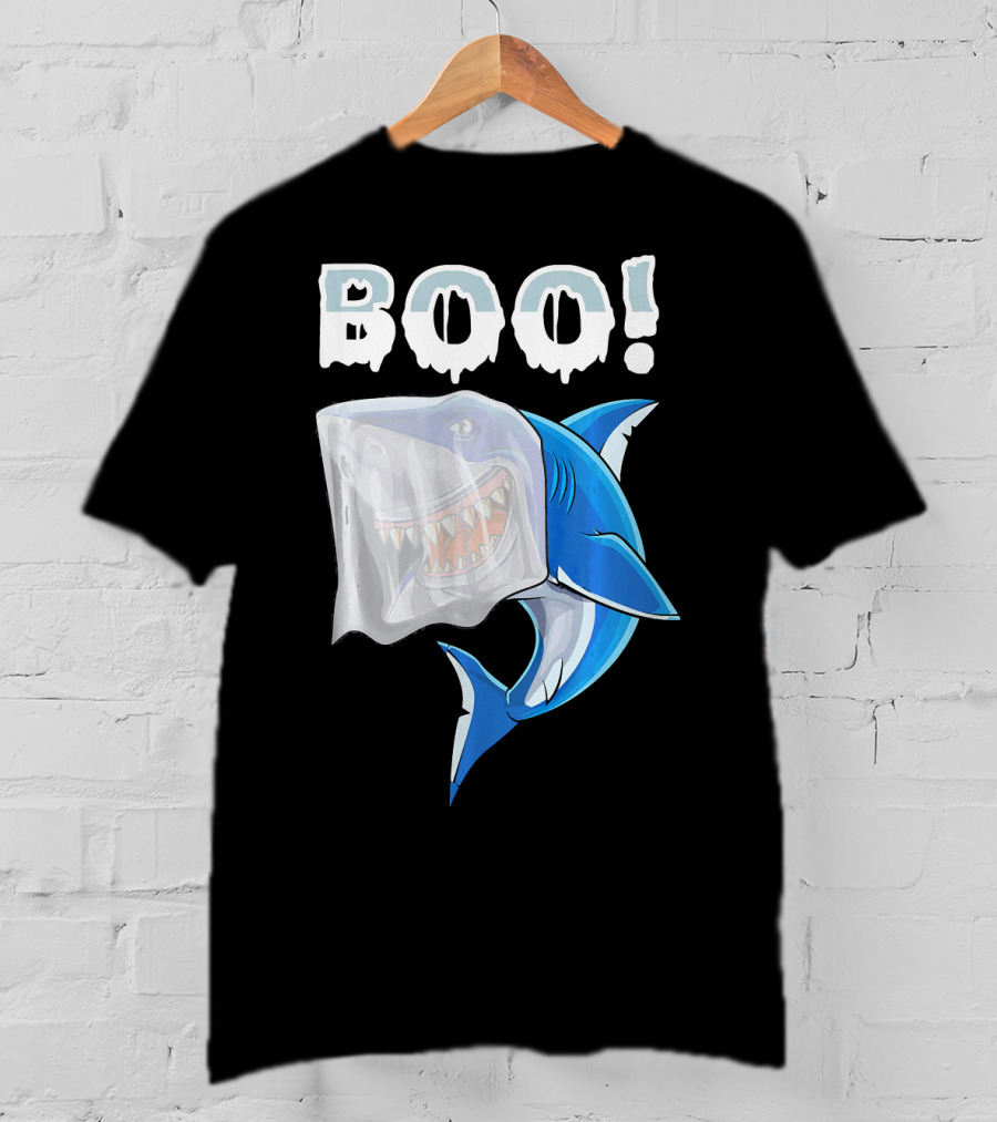 Boo Shark Ghost Halloween Trick Boo T-Shirt