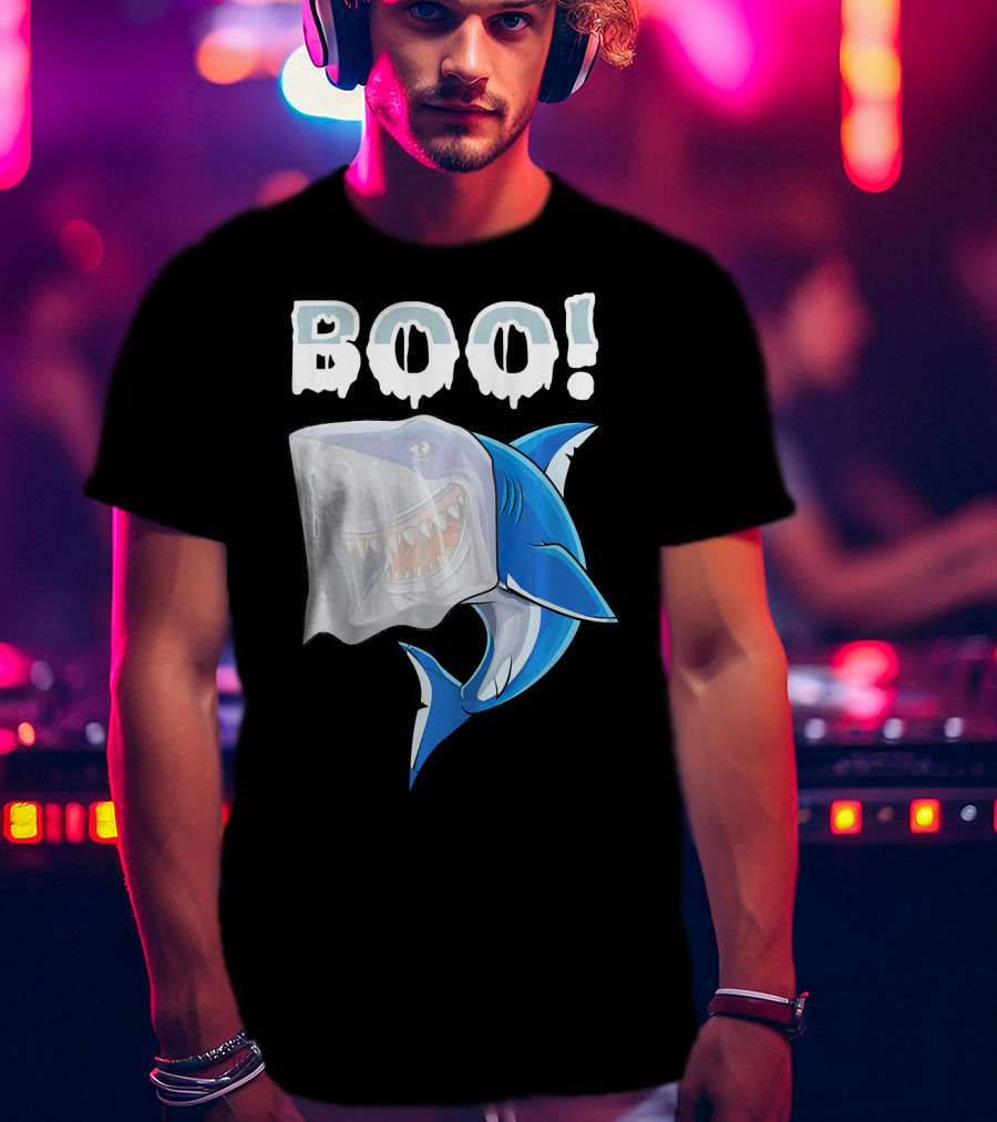 Boo Shark Ghost Halloween Trick Boo T-Shirt