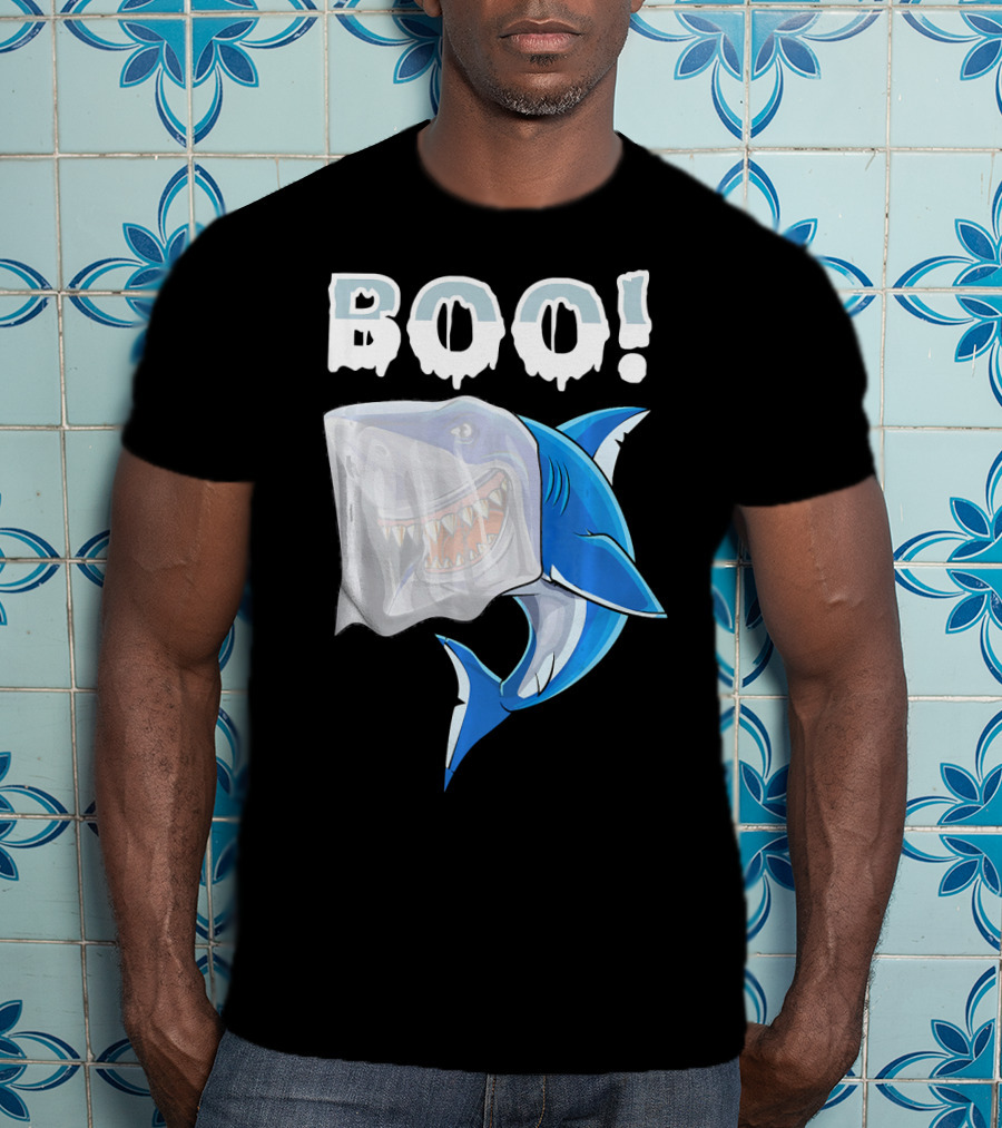 Boo Shark Ghost Halloween Trick Boo T-Shirt