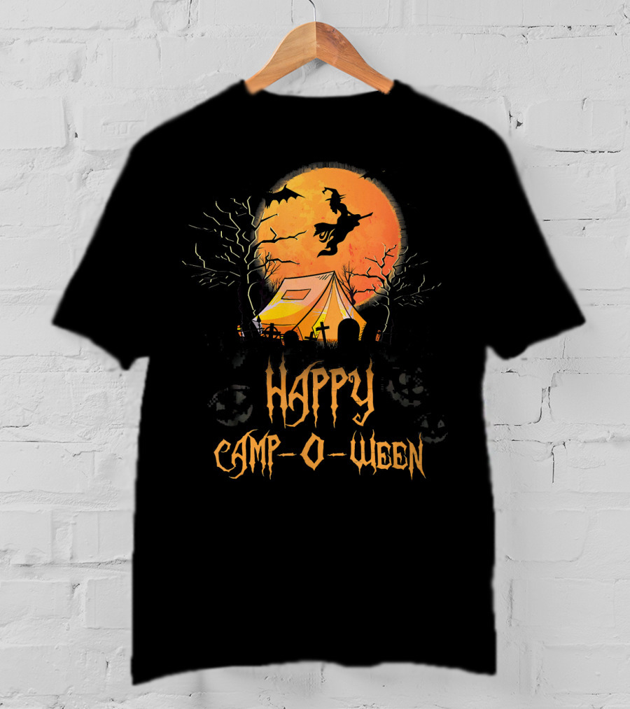Happy Camp O Ween Halloween Witch Tent Scene T-Shirt