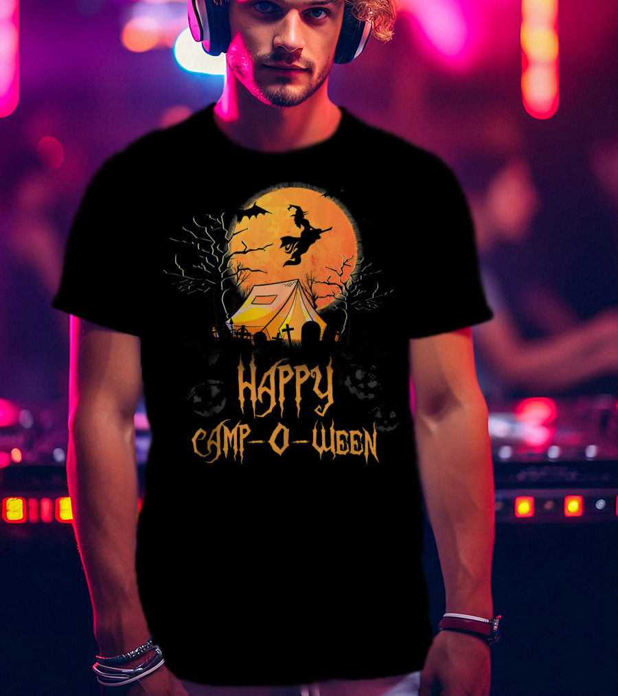 Happy Camp O Ween Halloween Witch Tent Scene T-Shirt