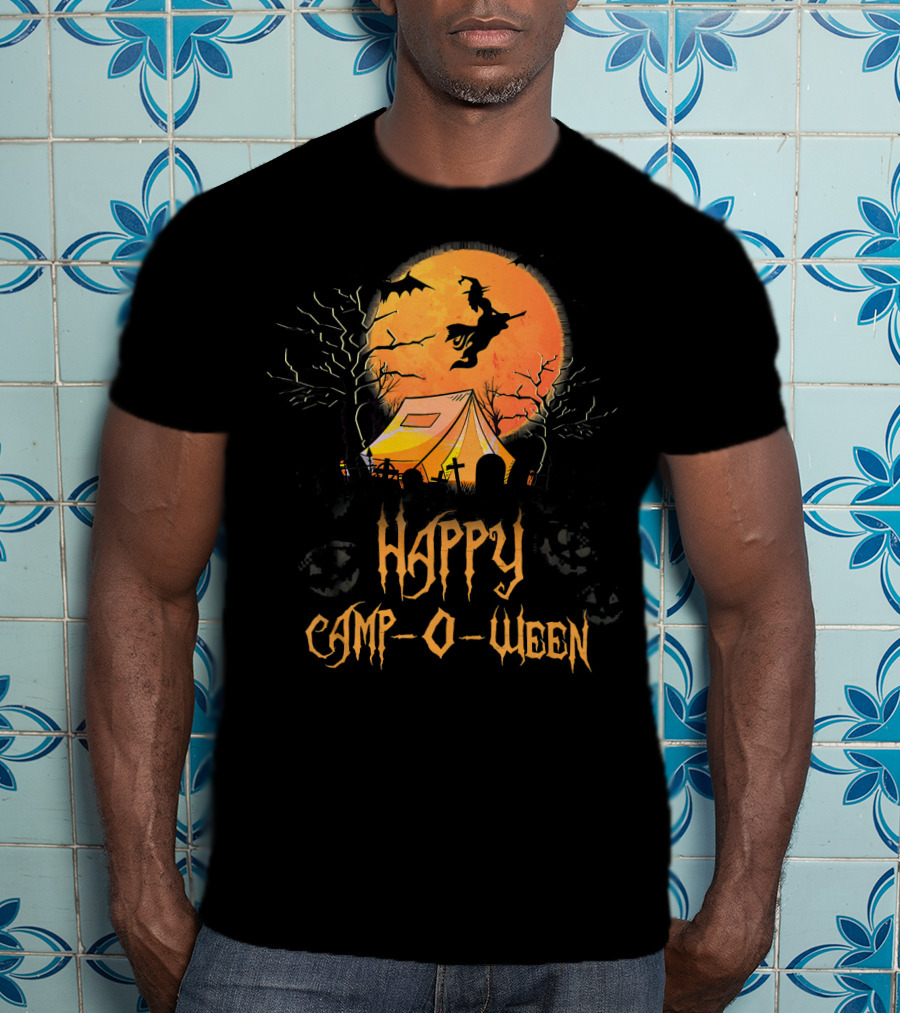 Happy Camp O Ween Halloween Witch Tent Scene T-Shirt
