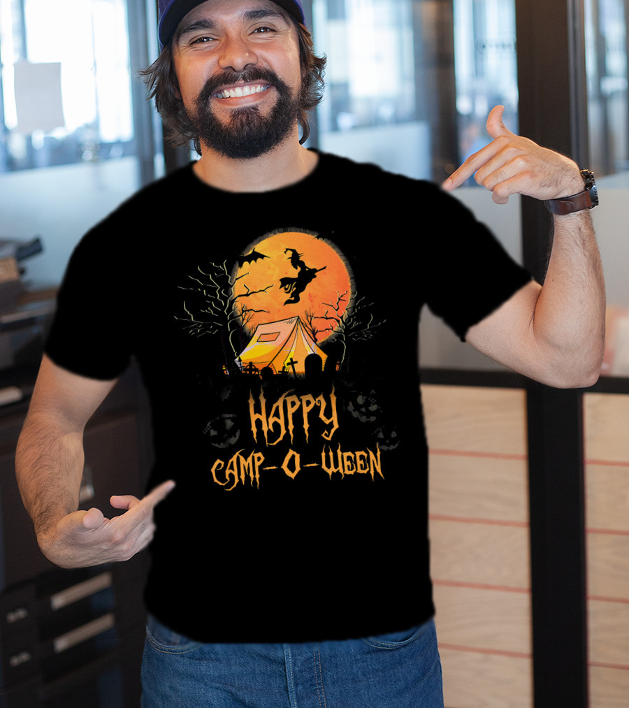 Happy Camp O Ween Halloween Witch Tent Scene T-Shirt