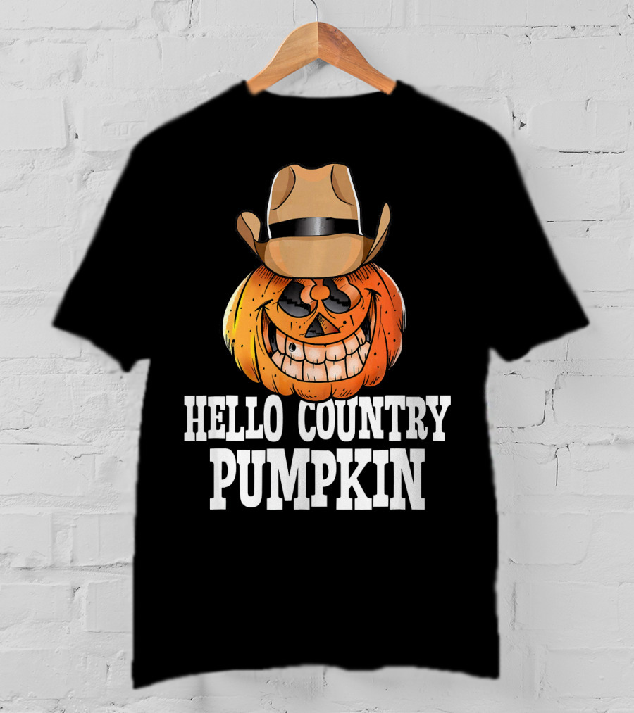 Hello Country Pumpkin Cowboy Jack-O'-Lantern T-Shirt