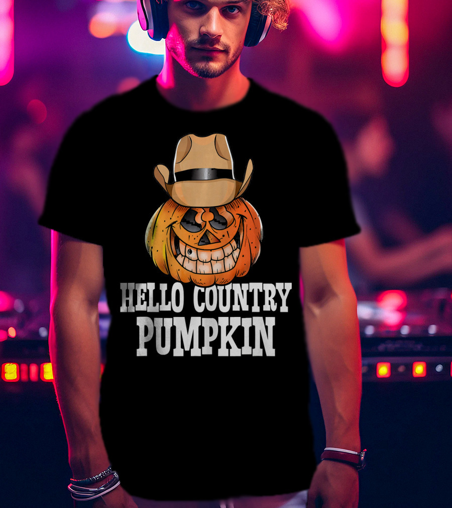 Hello Country Pumpkin Cowboy Jack-O'-Lantern T-Shirt