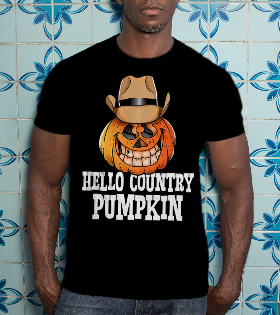 Hello Country Pumpkin Cowboy Jack-O'-Lantern T-Shirt
