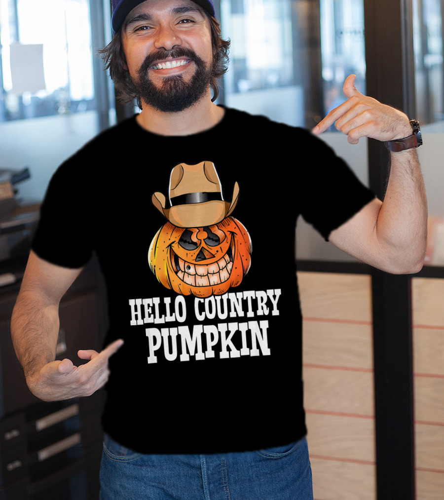 Hello Country Pumpkin Cowboy Jack-O'-Lantern T-Shirt