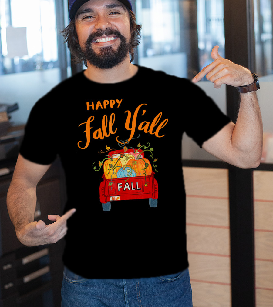 Happy Fall Y'all Fall Truck With Pumpkins T-Shirt