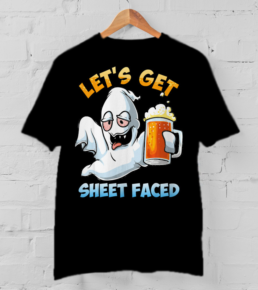 LET'S GET SHEET FACED Ghost With Beer T-Shirt