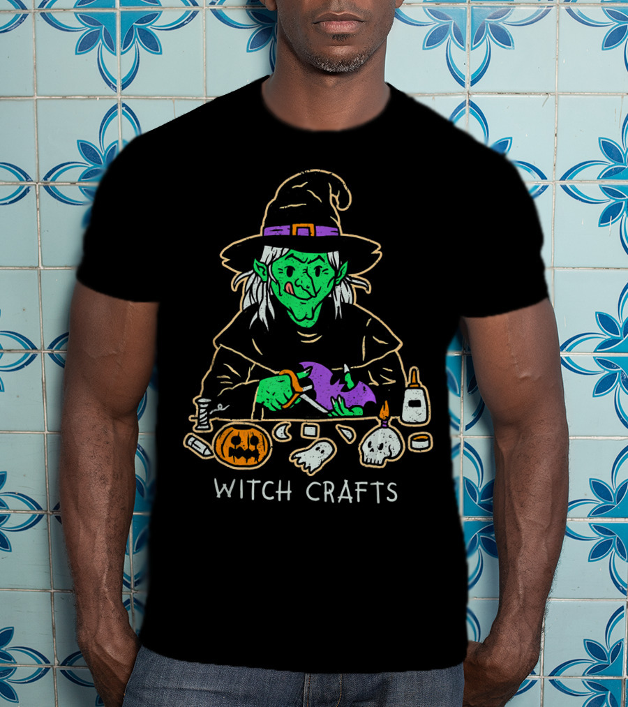 Witch Crafts Halloween Witchcraft With Pumpkins And Spooky Elements T-Shirt