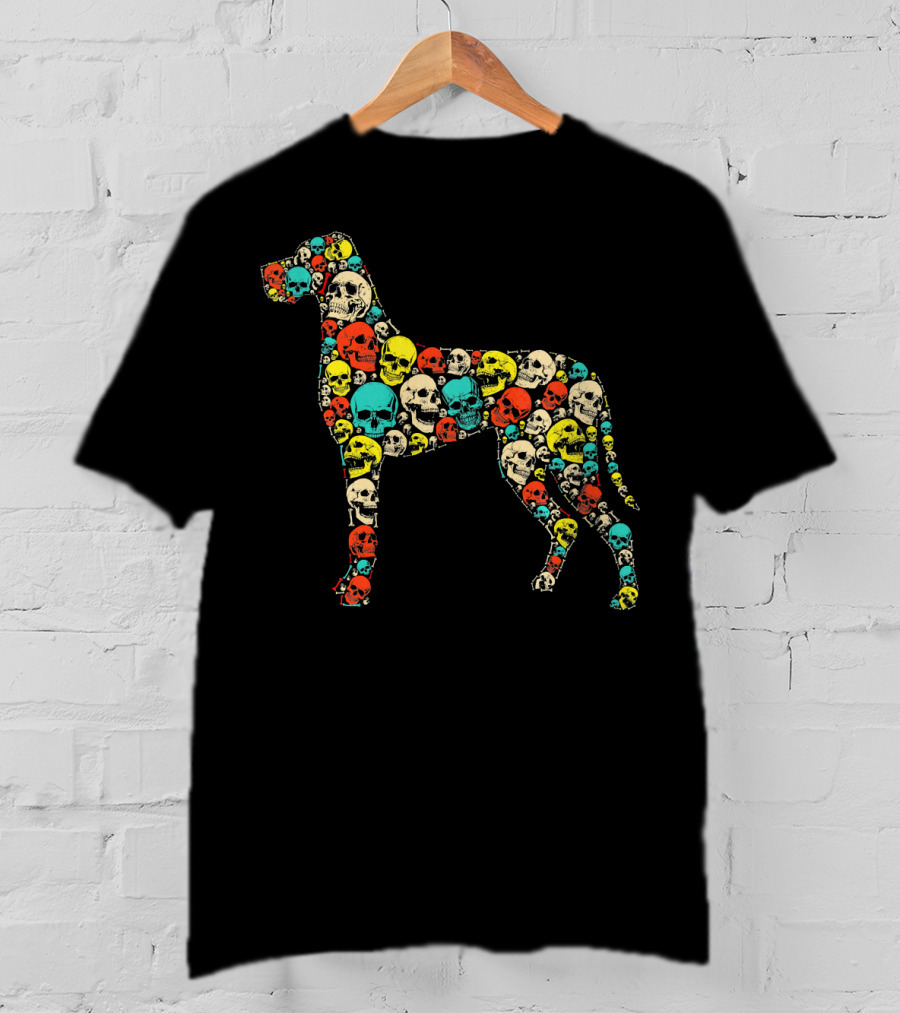 Funny Great Dane Dog Skull Skeleton Pattern Hall T-Shirt