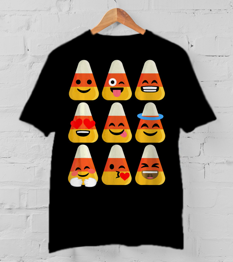 Candy Corn Emoji Faces Kawaii Expressions T-Shirt