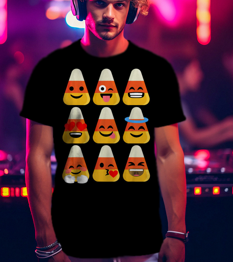 Candy Corn Emoji Faces Kawaii Expressions T-Shirt
