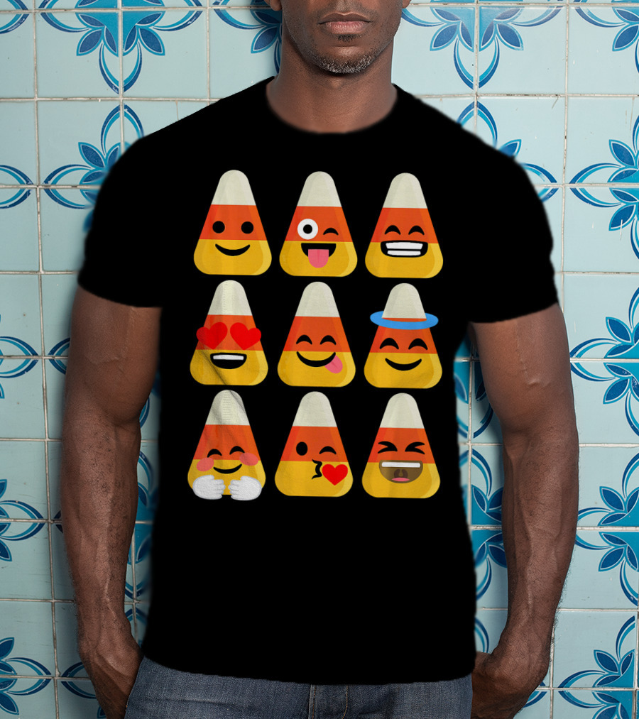 Candy Corn Emoji Faces Kawaii Expressions T-Shirt