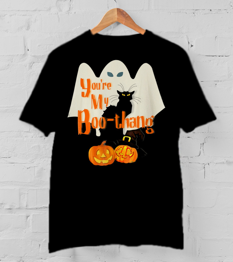 You're My Boo-Thang Halloween Ghost Black Cat Pumpkins T-Shirt