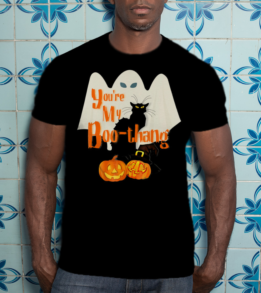 You're My Boo-Thang Halloween Ghost Black Cat Pumpkins T-Shirt