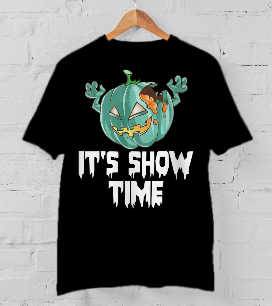 Zombie Pumpkin It's Show Time Halloween Fun T-Shirt