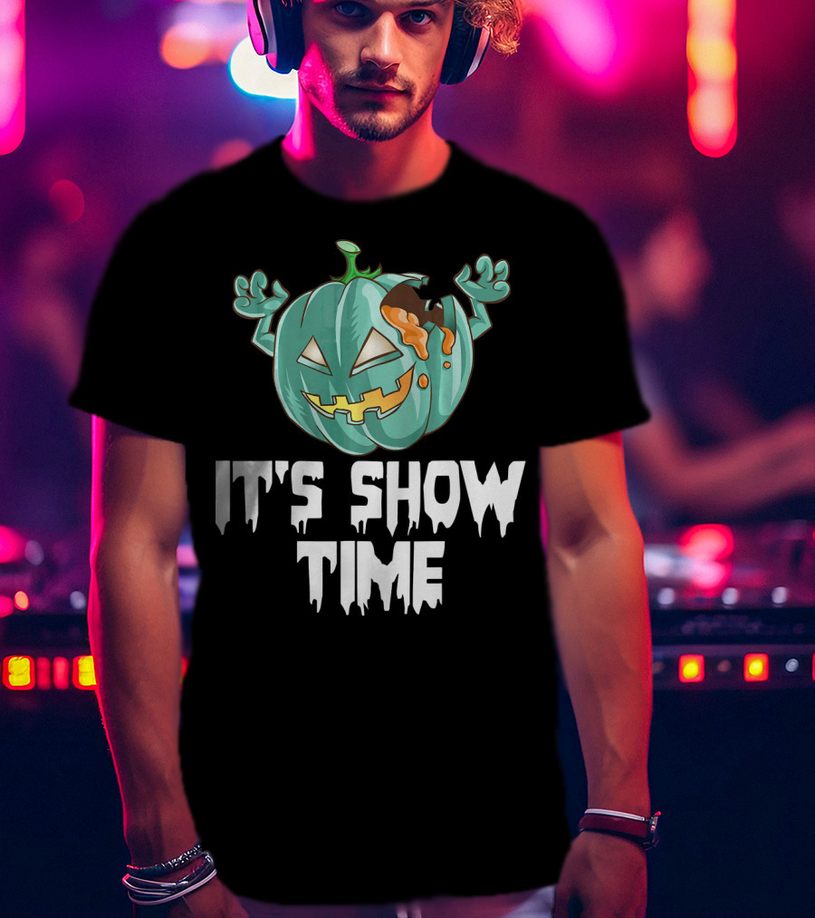 Zombie Pumpkin It's Show Time Halloween Fun T-Shirt