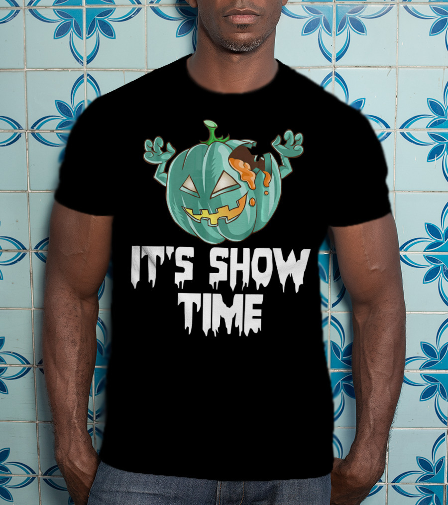 Zombie Pumpkin It's Show Time Halloween Fun T-Shirt