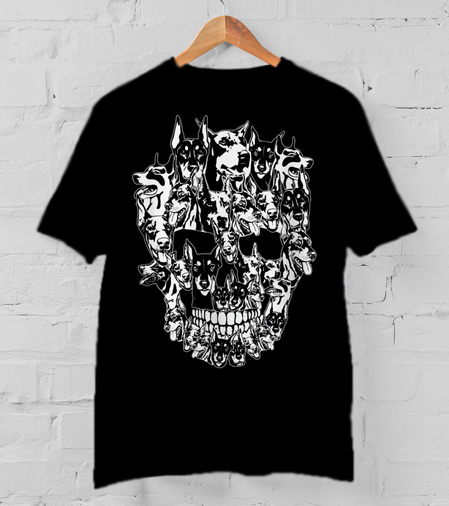 Doberman Dog Faces Forming Skull Design Best T-Shirt