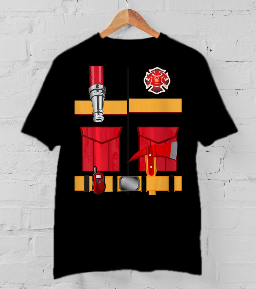 Firefighter Tools Axe Hose Crest Radio Uniform T-Shirt