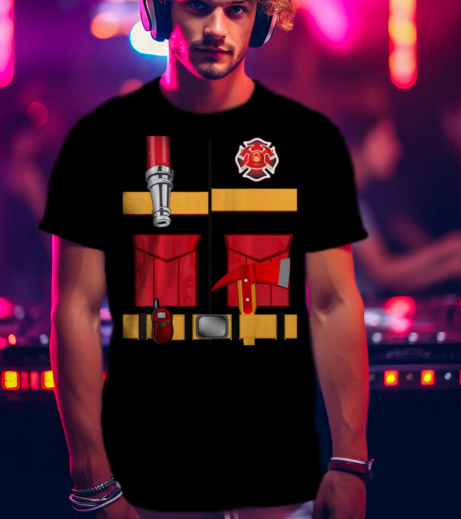 Firefighter Tools Axe Hose Crest Radio Uniform T-Shirt