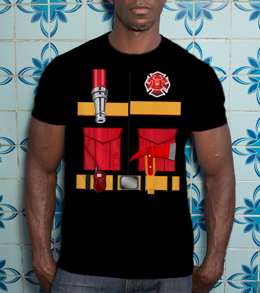 Firefighter Tools Axe Hose Crest Radio Uniform T-Shirt
