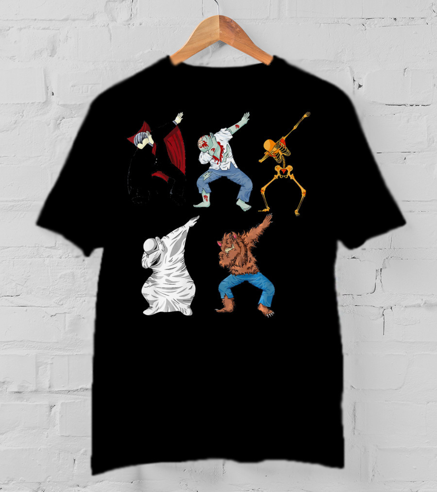 Halloween Monster Mash Dab Dance Party Featuring Vampire Zombie Skeleton Ghost Werewolf T-Shirt