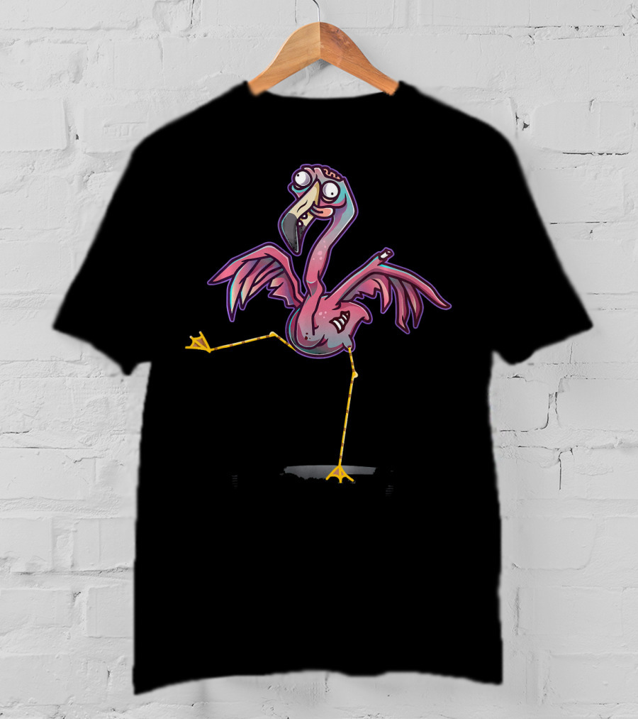 Zombie Flamingo Happy Flamingoween Pink Quirky Halloween Creature T-Shirt