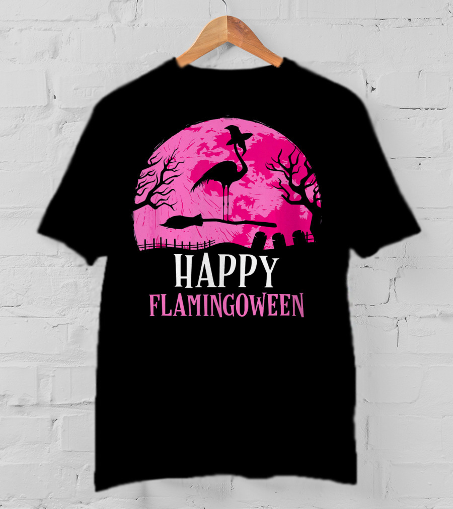 Happy Flamingoween Flamingo Witch T-Shirt