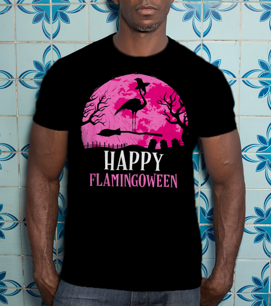 Happy Flamingoween Flamingo Witch T-Shirt