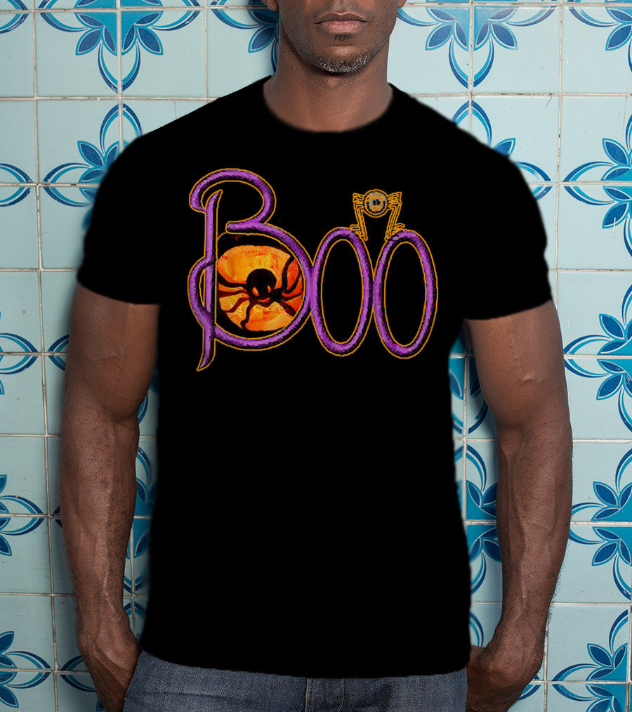 Purple Spider Halloween Boo Pumpkin Jack O Lantern Cut T-Shirt