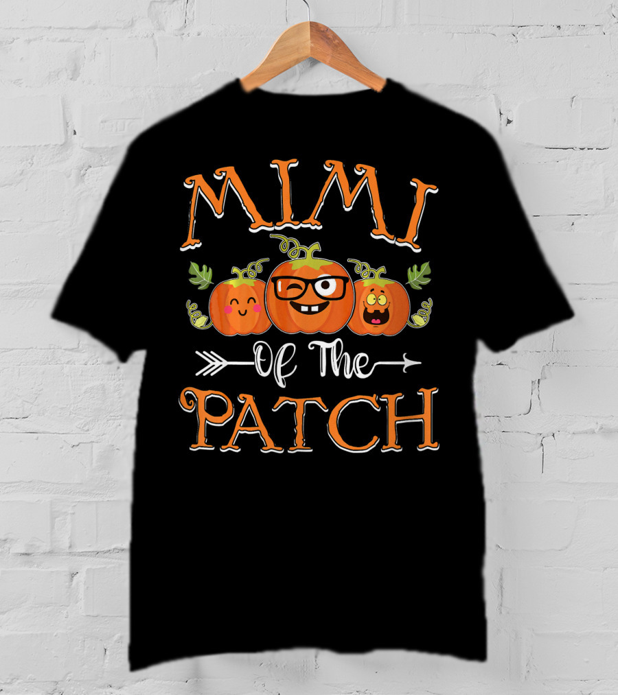 Mimi Of The Patch Pumpkin Faces With Glasses And Leaves T-Shirt