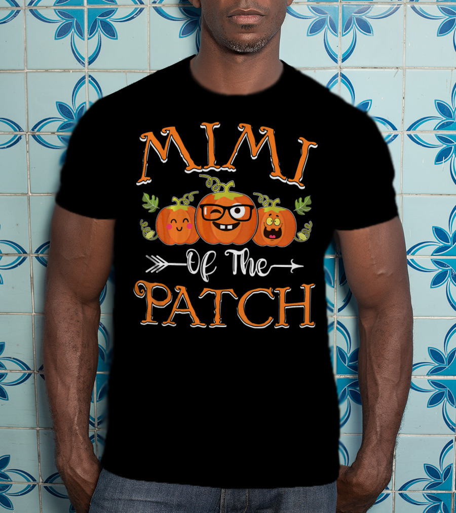 Mimi Of The Patch Pumpkin Faces With Glasses And Leaves T-Shirt