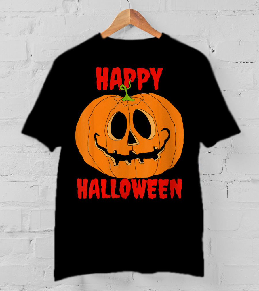 Happy Halloween Big Orange Jack O Lantern Pumpkin T-Shirt
