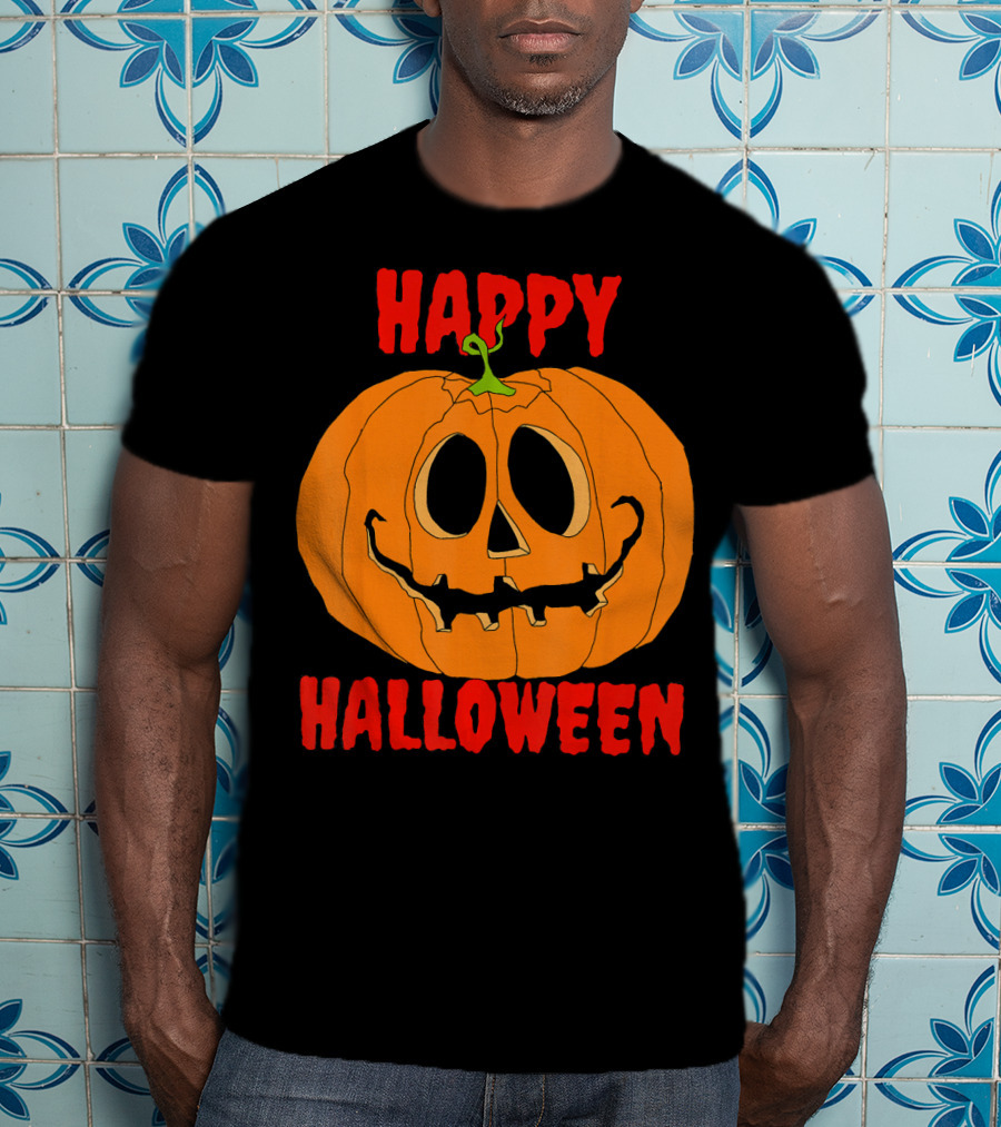 Happy Halloween Big Orange Jack O Lantern Pumpkin T-Shirt