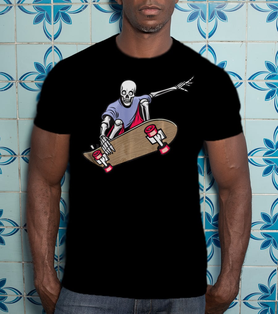 Skeleton Skateboarding Halloween Trick Airtime T-Shirt