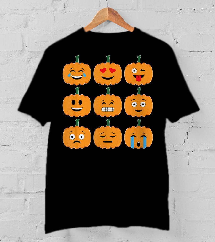 Pumpkin Emoji Collection Pumpkins Emotic Faces Halloween T-Shirt