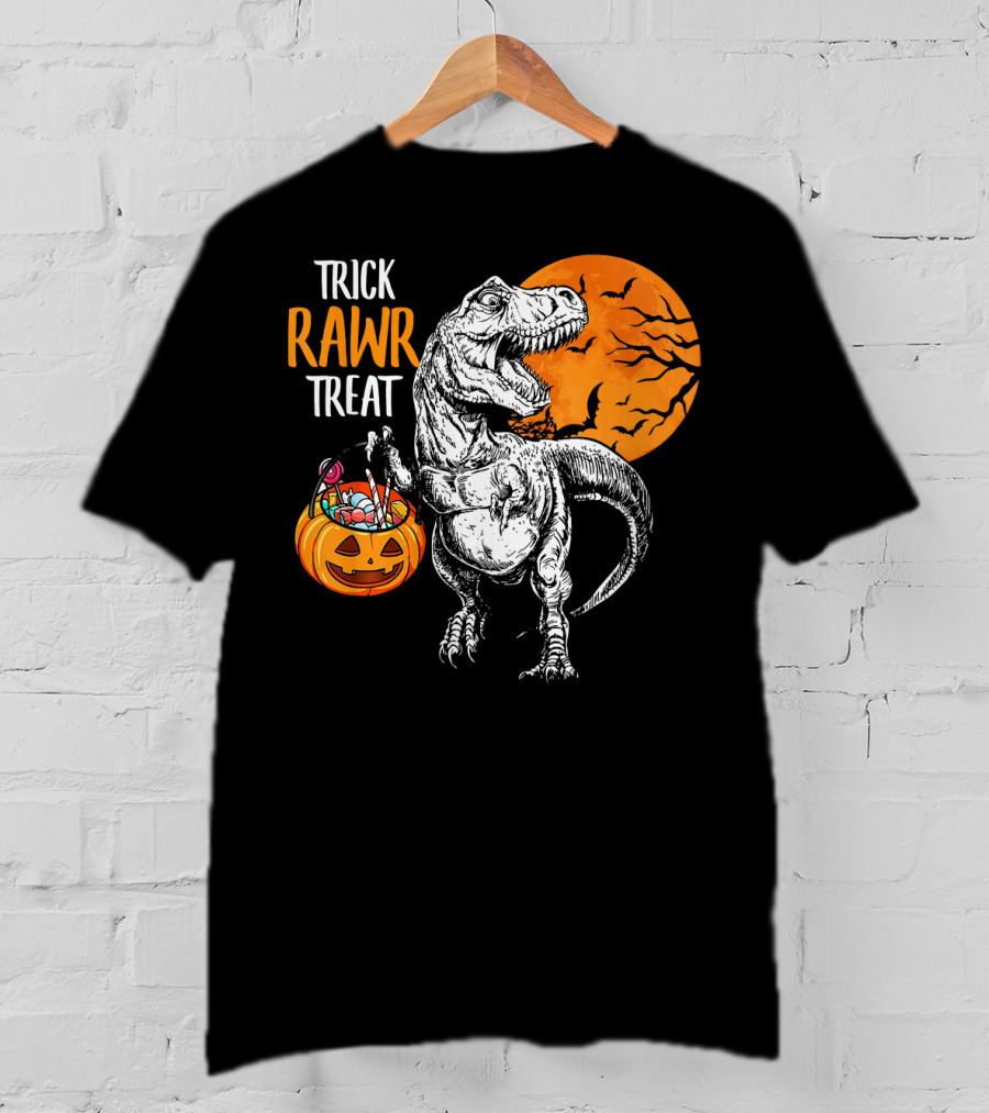 Trick Rawr Treat Dinosaur Rex Pumpkin Moon T-Shirt