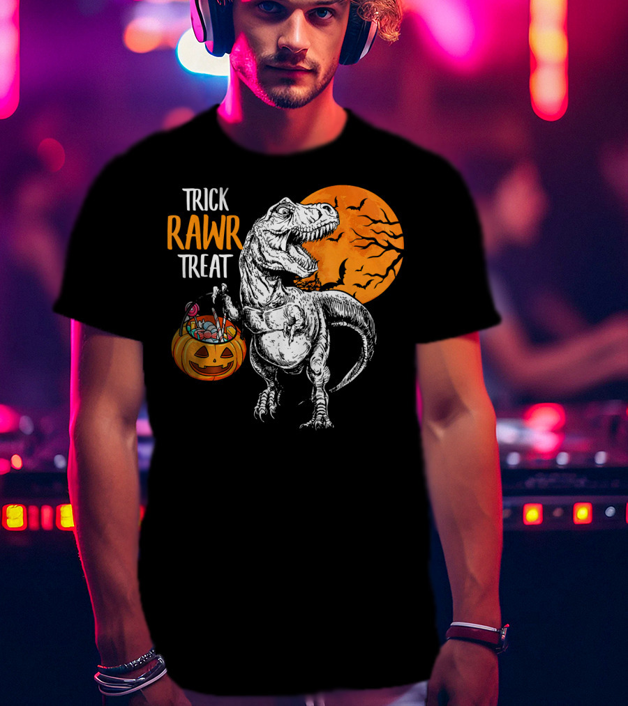 Trick Rawr Treat Dinosaur Rex Pumpkin Moon T-Shirt