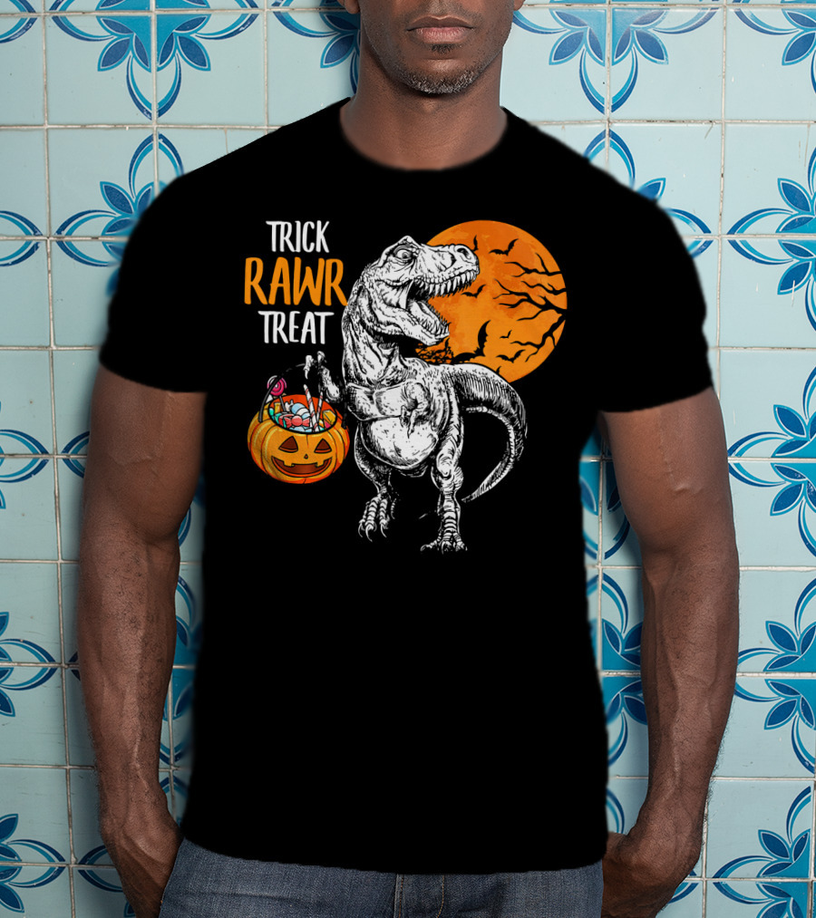 Trick Rawr Treat Dinosaur Rex Pumpkin Moon T-Shirt